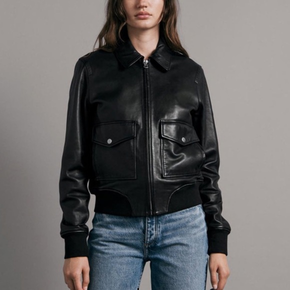 NWT $1200 Rag & Bone ICONS ‘Andrea’ black Leather Jacket - Picture 1 of 15